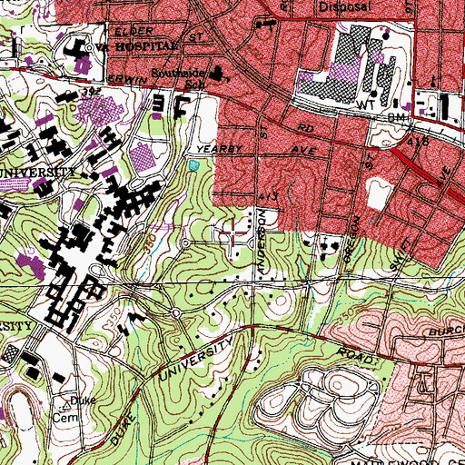 Topographic Map of Doris Duke Gardens Visitors Center, NC