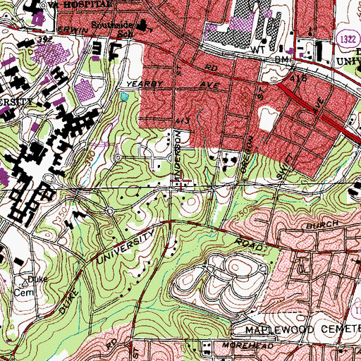 Topographic Map of International House, NC
