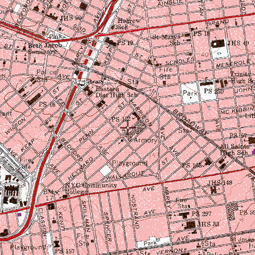 Topographic Map of Intermediate School 71, NY
