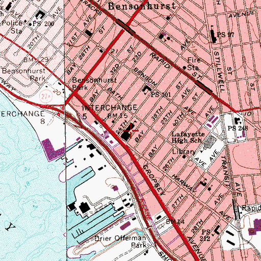 Topographic Map of Intermediate School 281, NY