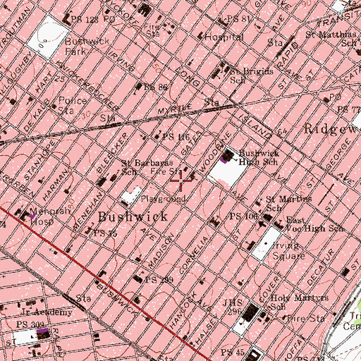 Topographic Map of Junior High School K291 Roland Hayes, NY