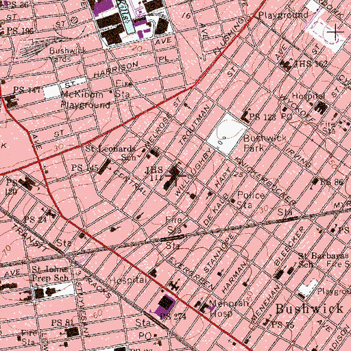 Topographic Map of Intermediate School 349, NY
