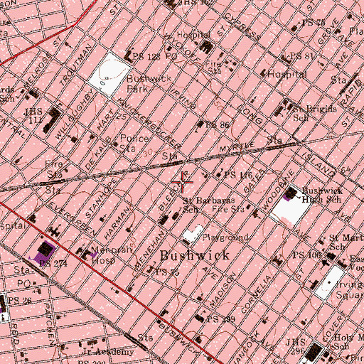Topographic Map of Intermediate School 383, NY