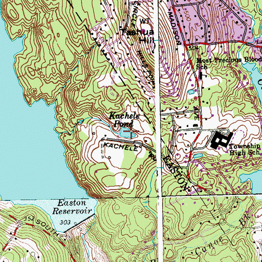 Topographic Map of Kachele Pond, CT