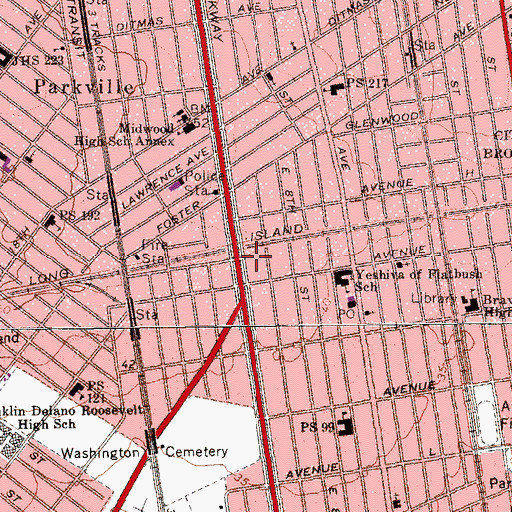 Topographic Map of Lubavitcher High School, NY