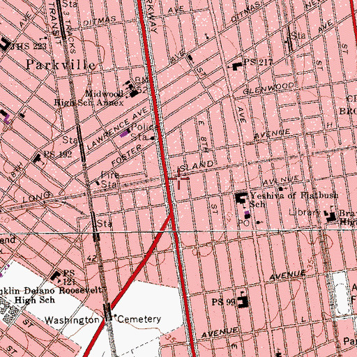 Topographic Map of Lubavitcher School Chabad, NY