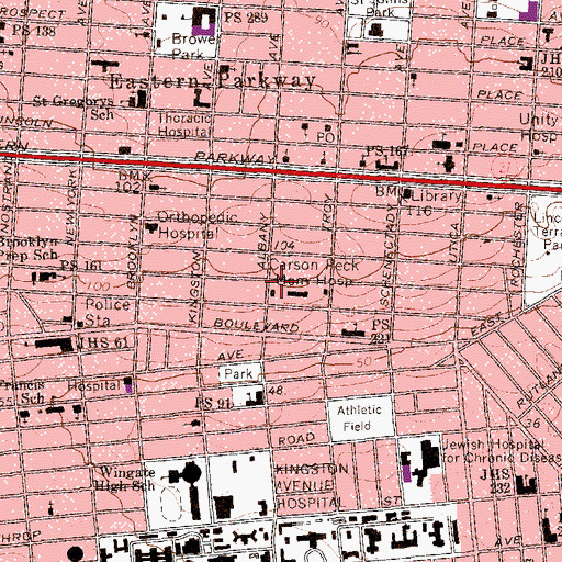 Topographic Map of Lubavitcher Yeshiva, NY