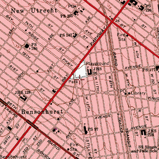 Topographic Map of Magen David Yeshiva, NY