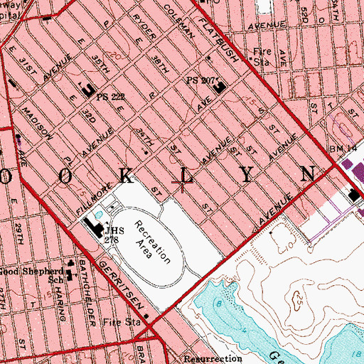 Topographic Map of Marine Park Day School, NY