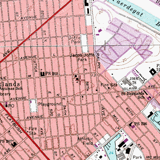 Topographic Map of Mary Queen of Heaven School, NY