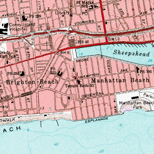 Topographic Map of Mesivta and Yeshiva Gedolah of Manhattan Beach, NY