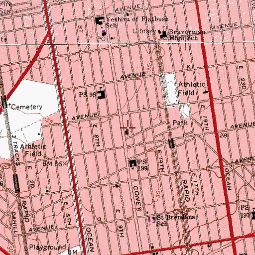 Topographic Map of Mesivta and Yeshiva Rabbi Chaim Berlin, NY