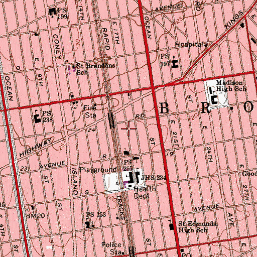 Topographic Map of Mesorah School, NY