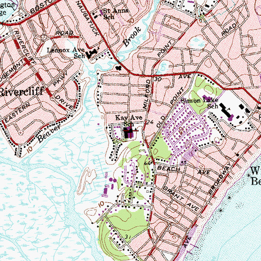 Topographic Map of West Shore Middle School, CT