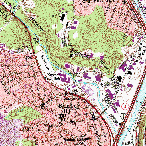 Topographic Map of Kaynor Technical School, CT