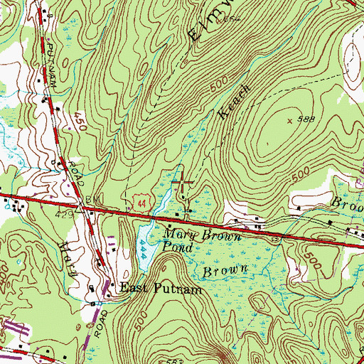 Topographic Map of Keach Brook, CT