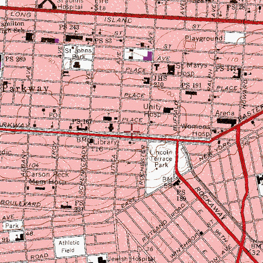 Topographic Map of Mount Moriah Christian Academy, NY