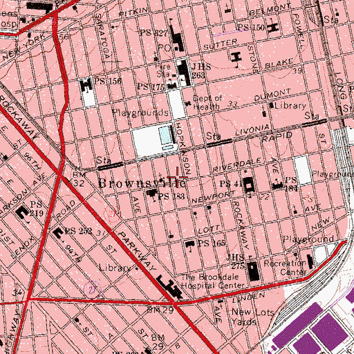 Topographic Map of People's Elementary School, NY