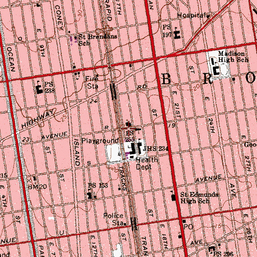 Topographic Map of Prospect Park Yeshiva, NY