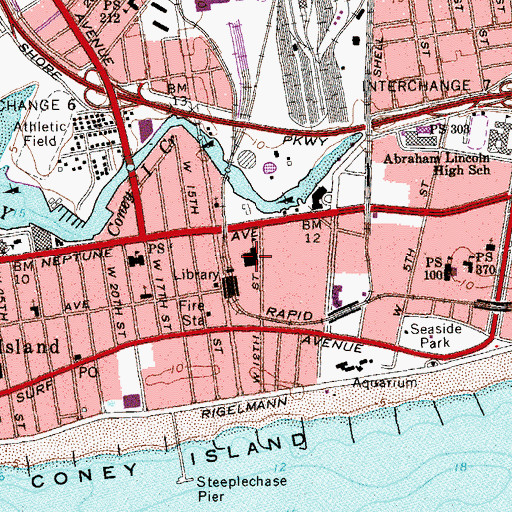 Topographic Map of Public School 90, NY