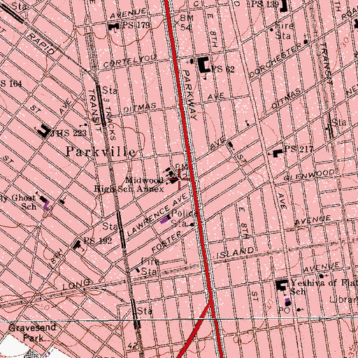 Topographic Map of Public School 134, NY