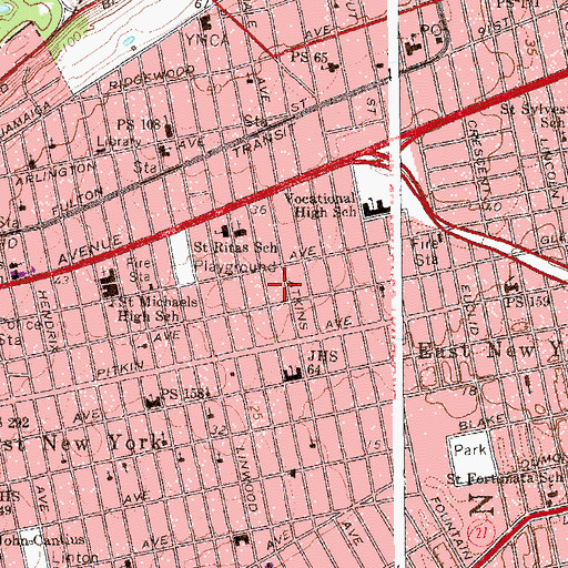 Topographic Map of Public School 345, NY