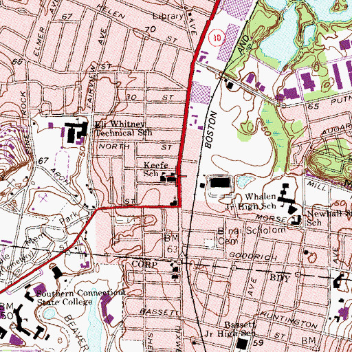 Topographic Map of Keefe School, CT