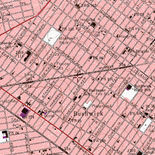 Topographic Map of Public School 376, NY