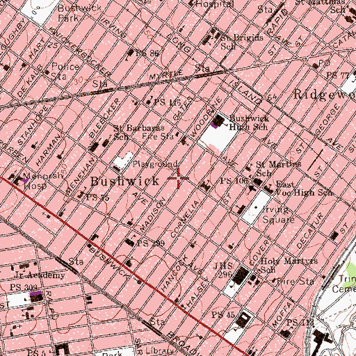 Topographic Map of Public School 377, NY