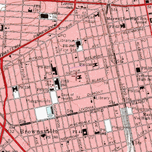 Topographic Map of Public School/Intermediate School 284, NY