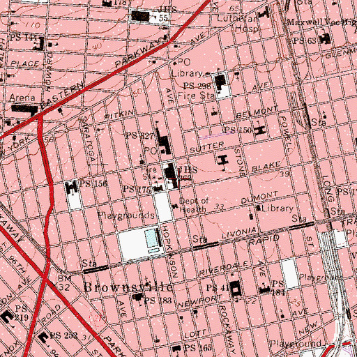 Topographic Map of Public School/Intermediate School 323, NY