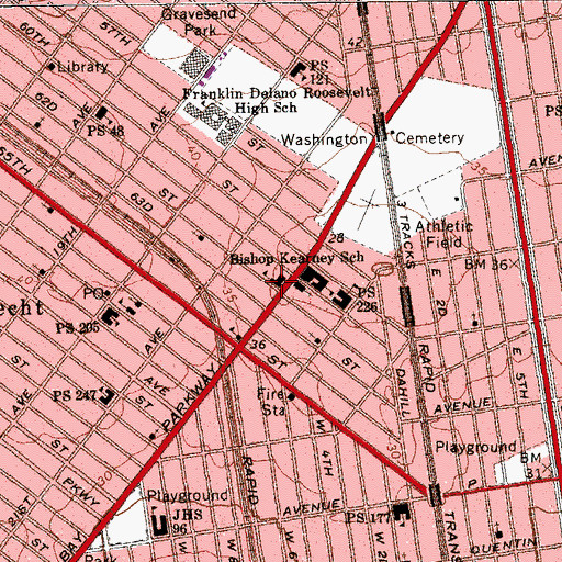Topographic Map of Saint Athanasius School, NY