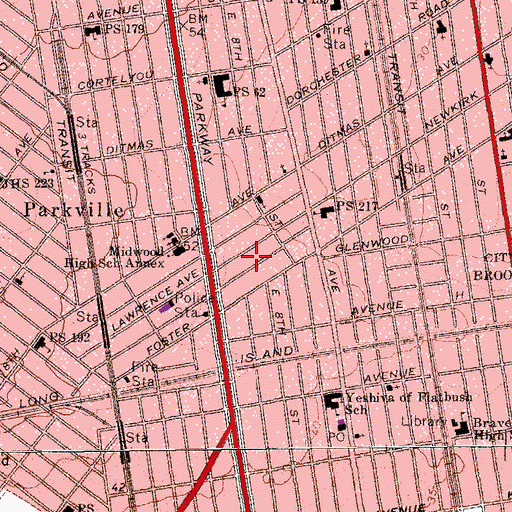 Topographic Map of Saint Rose of Lima School, NY
