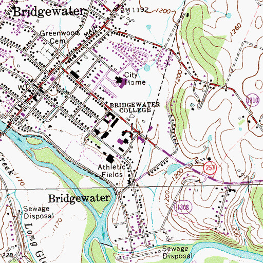 Topographic Map of Daleville Hall, VA