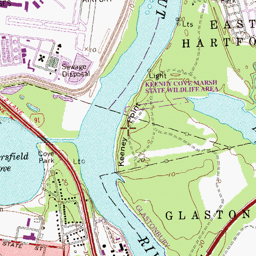 Topographic Map of Keeney Point, CT