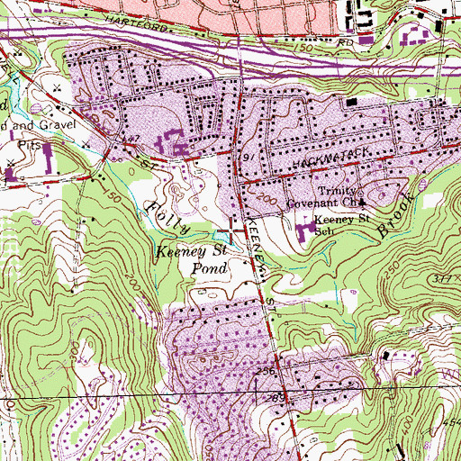 Topographic Map of Keeney Street Pond, CT