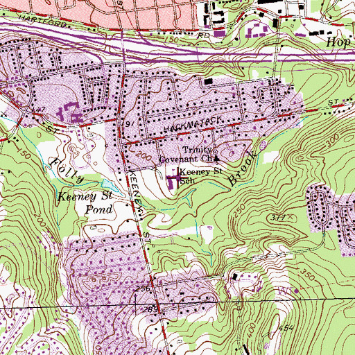 Topographic Map of Keeney School, CT