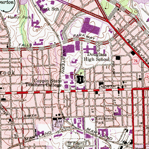 Topographic Map of Coppin Center, MD
