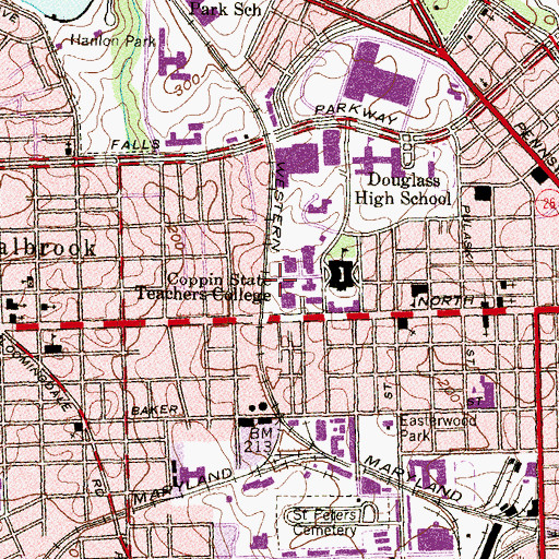 Topographic Map of Grace Hill Jacobs Office Classroom Building, MD