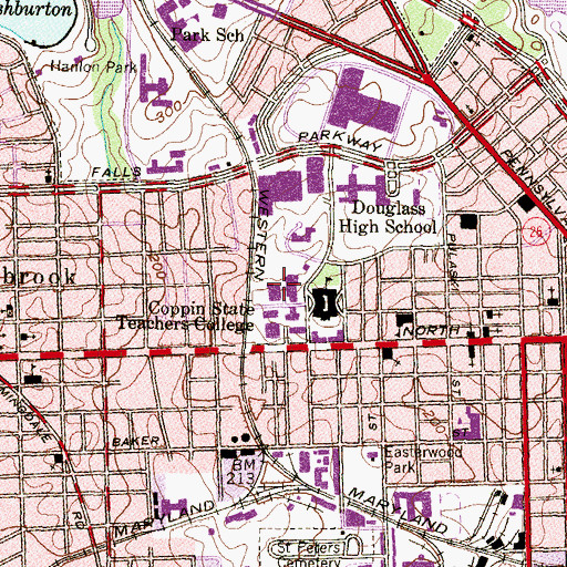 Topographic Map of J.Millard Tawes College Center, MD