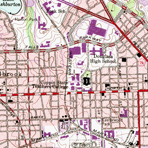 Topographic Map of Miles Connor Administration Building, MD
