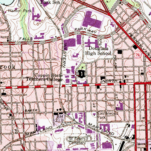 Topographic Map of Partlett Longworth Moore Library, MD