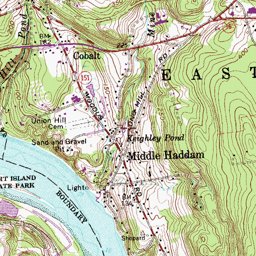 Topographic Map of Keighley Pond, CT