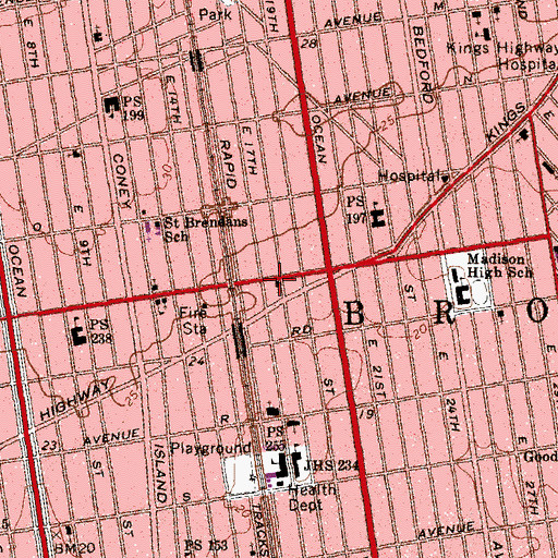 Topographic Map of Three Hierarchs School, NY
