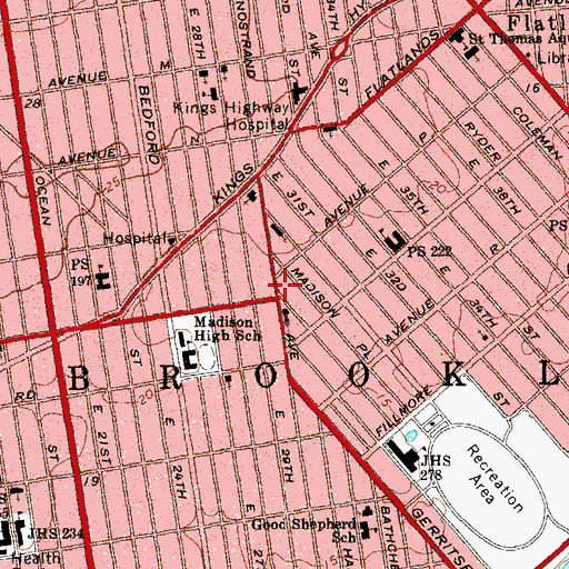 Topographic Map of Yeshiva Ahavas Torah, NY