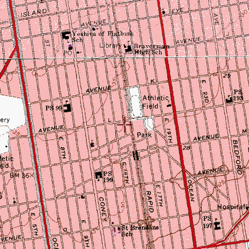 Topographic Map of Yeshiva Birchas Shmuel, NY