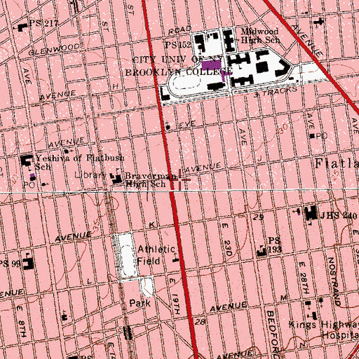 Topographic Map of Yeshiva Gedolah Bais Yisroel, NY