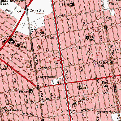 Topographic Map of Yeshiva of Brooklyn, NY