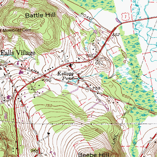 Topographic Map of Kellogg Pond, CT