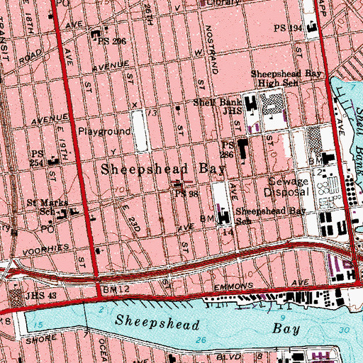 Topographic Map of Yeshiva of Kings Bay, NY